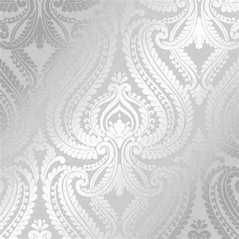 Shimmer Damask Wallpaper In Soft Grey And Silver I Love