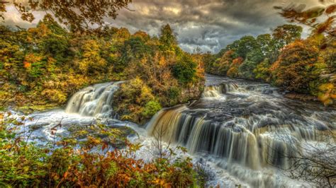 Download Wallpaper 1366x768 Waterfall River Mountains Hdr Tablet