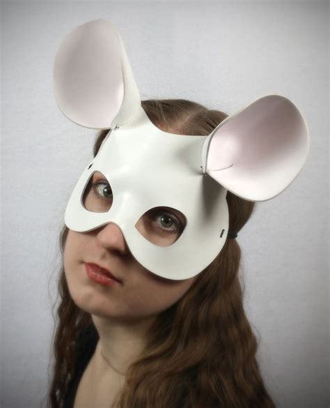 Mouse Mask In White Leather By Tombanwell On Etsy 5500 Mask Mouse