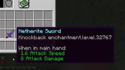 Netherite Sword Knockback Enchantment Level 32767 Youtube