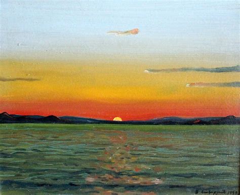 Oil Painting Of Sunrisesunset On Ocean Horizon By Felix