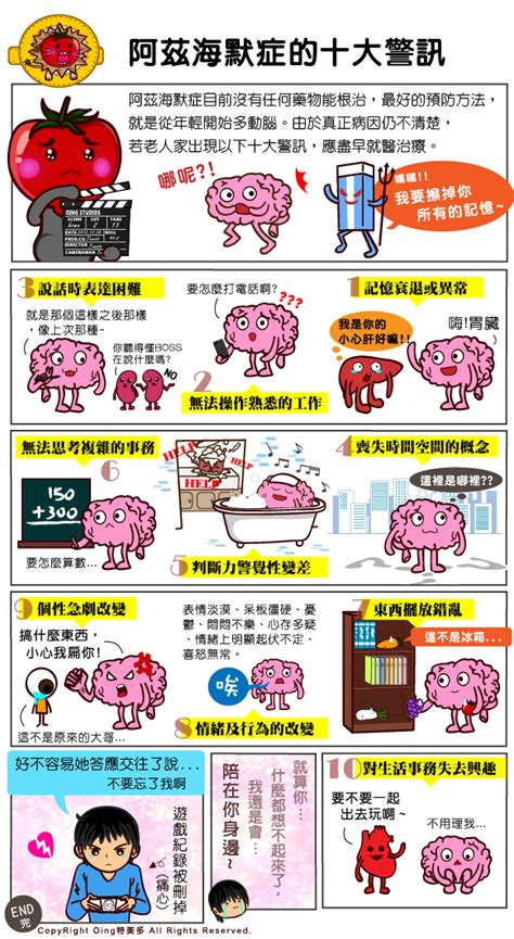 失智症是悄悄來的 情緒起伏大 活動力降低 這些症狀可能就是 阿茲海默症 健康2 0. Oing特美多健康漫畫-阿茲海默症(老年痴呆症)的十大警訊 @ 地瓜球的創作&設計筆記 :: 痞客邦
