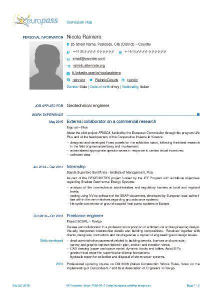 Europass cv last modified by: Cv Template Italiano | Curriculum vitae e Italia