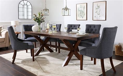 An exceptional vintage charles and ray eames boardroom table and chair set with original vitra table and 8 dark grey leather herman miller soft pad chairs. Grange Dark Wood Extending Dining Table with 6 Duke Slate ...