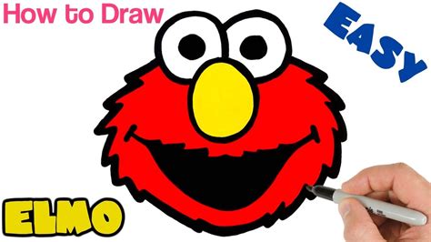 How To Draw Elmo From Sesame Street Easy Cartoon Drawings For Beginners