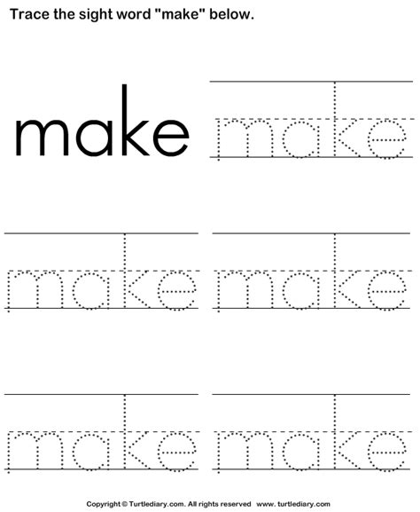 Make your own printable pdf worksheets with the englishclub worksheet maker. Sight Word Make Tracing Sheet Worksheet - Turtle Diary