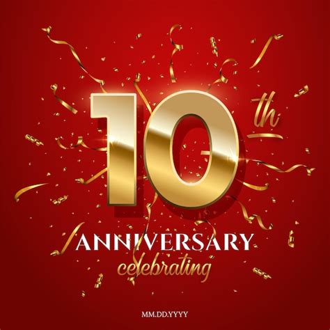 Premium Vector 10 Golden Numbers And Anniversary Celebrating Text