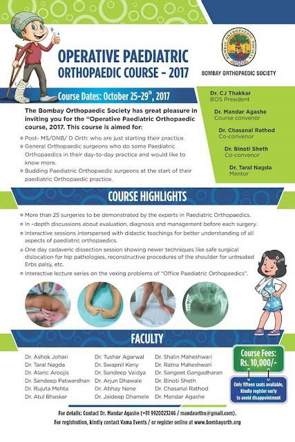 Pediatric Operative Orthopaedic Course 2017 Mumbai Dnb Orthopaedics