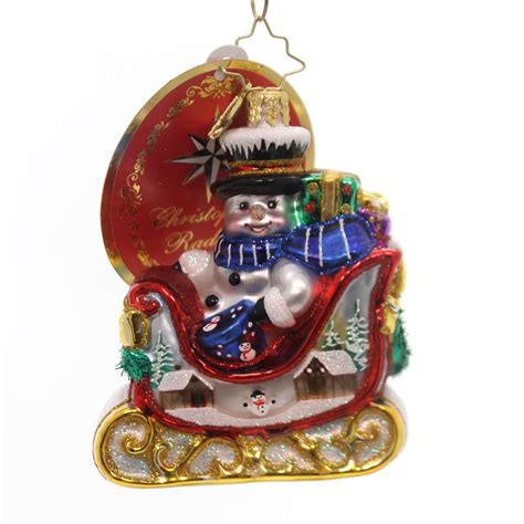 Christopher Radko Snowy T Sleigh Ride Little Gem Glass Ornament Snowy T Glass Ornaments