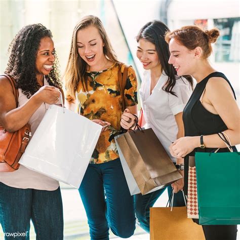 Group Of Friends Shopping In A Mall Premium Image By