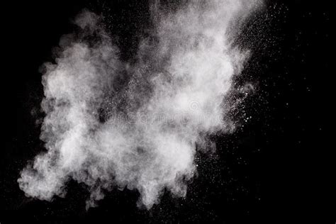 Abstract White Powder Explosionwhite Dust Debris On Black Background