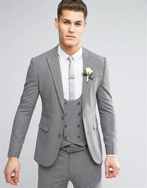 Groom should show individuality, properly combine all details of wedding trends of season. ASOS Wedding Super Skinny Suit Jacket in Mini Check In ...