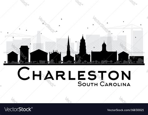 Charleston South Carolina City Skyline Black Vector Image