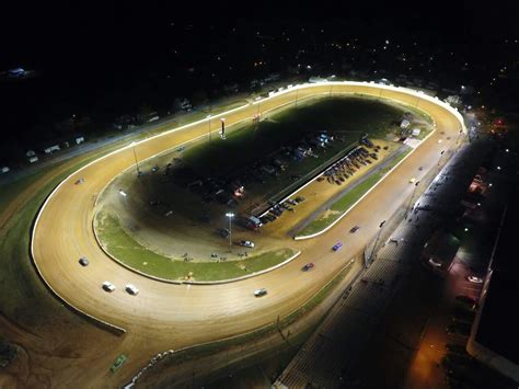Michigan features three different grooves in the corners, which bank at 18 degrees. Port Royal Speedway...all lit up. | Dirt track racing ...