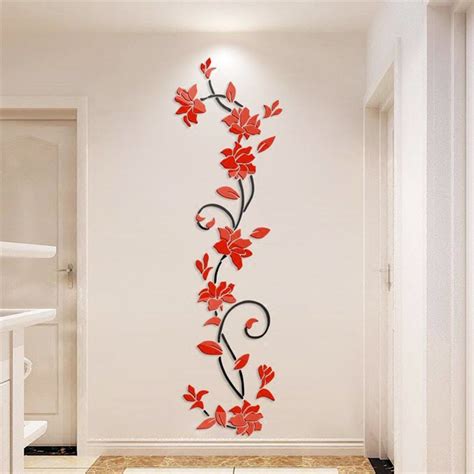 Photo Gallery 3d Crystal Three Dimensional Rose Flower Acrylic Wall Stickers