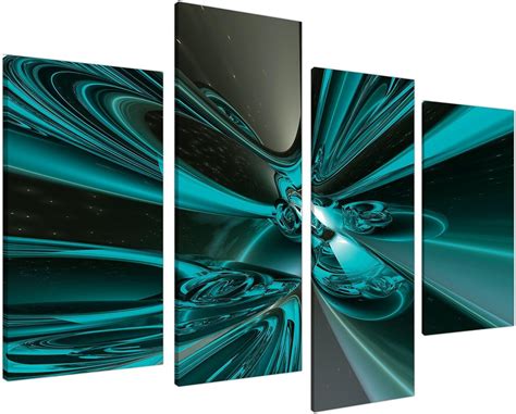 Large Teal Abstract Canvas Wall Art Pictures 130cm Wide Prints Xl 4017