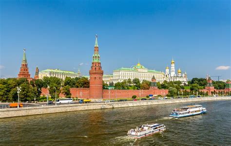 Panorama Of Moscow Kremlin With The Moskva River Russia Stock Image