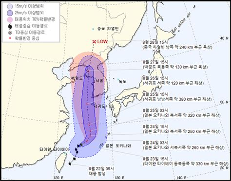 열대저압부의 일시, 중심위치(위도,경도), 중심기압, 최대풍속(초속, 시속), 진행방향, 이동속도 정보를 확인할 수 있는 표; 북상하는 제8호 태풍 '바비', 현재위치와 예상 이동경로는? - 헤드 ...