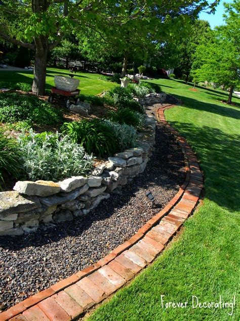 How to install bricks in garden. Rock-Flower-Bed-Borders-for-park - LaurieFlower | Brick ...