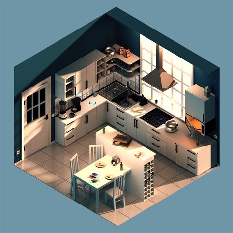 Isometric Kitchen Interior Design Art Isometric Art Isometric Design