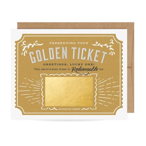 Carte Gratter Personnalisable Golden Ticket Pastel Shop