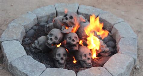 This excellent fire pit skulls can be a very inspiring and marvelous idea #firepitskulls. Isang Flaming Pile ng Skulls Ay ang Perfect Backyard ...