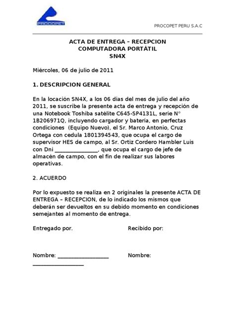 Carta De Entrega De Usuario Y ContraseÃ±a Perodua J
