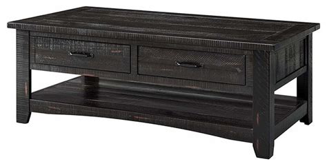 Check spelling or type a new query. Wooden Coffee Table With 2 Drawers, Antique Black - Rustic ...