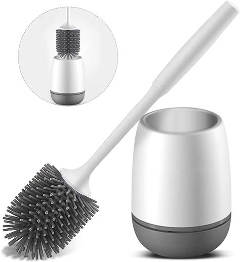 Rubber toilet brush without bristles beige: LIGHTNING DEAL Toilet Brush Holder Set Soft Silicone ...