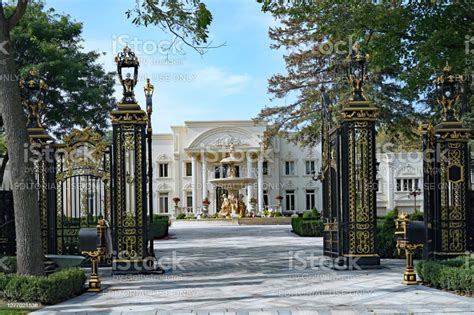 Palatial Mansion With Gilded Gates Stock Photo Download Image Now