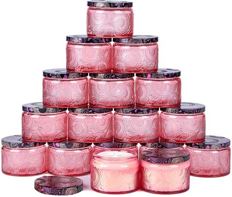 Embossing Pink New Fashion 4oz Glass Candle Jar Vessel For Home Decor