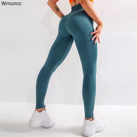 wmuncc energy seamless leggings women fitness running yoga pant high waist tummy control push up