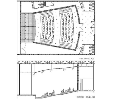 The Floor Plan For An Auditorium With Rows Of Seats And Tables In Each
