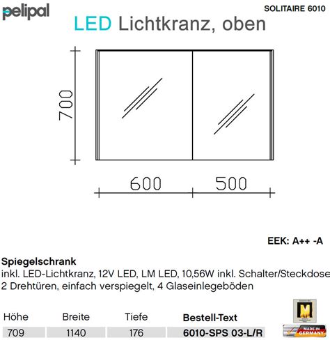 Pelipal solitaire 6010 spiegelschrank große tür rechts. Pelipal Solitaire 6010 Spiegelschrank 114 cm mit LED ...