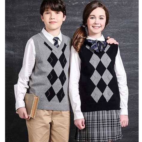 Custom School Uniform V Neck Sweater Vest With Logo China Cotton
