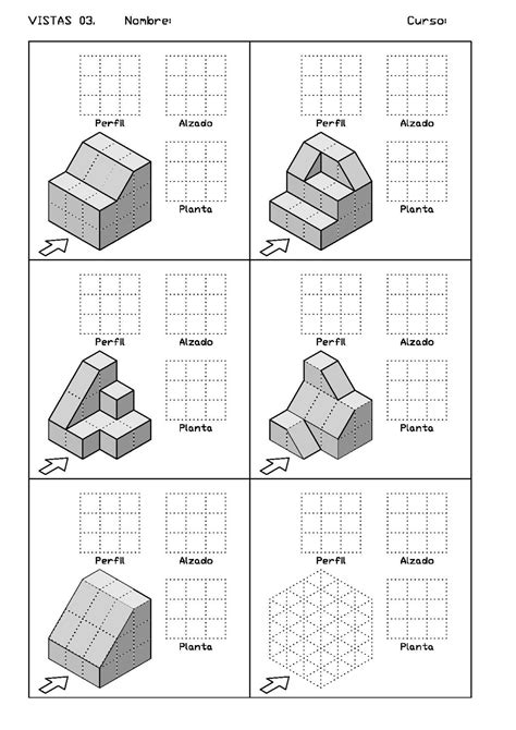Ejercicios De Vistas Y Perspectivas Alzado Izquierdo Piezas Con