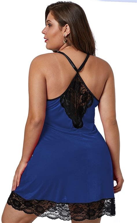 BLMFAION Sexy Plus Size Lace Sleep Lingerie Satin Sleepwear Sets S X EBay