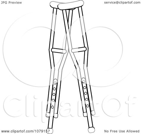 Clipart Pair Of Outlined Medical Crutches Royalty Free