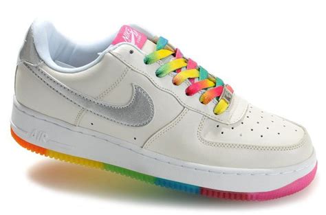 Rainbow Nike Air Forces Colorful Sneakers For Adult Silver Nike Swoosh Rainbow Nike Shoes Air