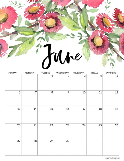 Free Printable 2021 Floral Calendar Paper Trail Design In 2021