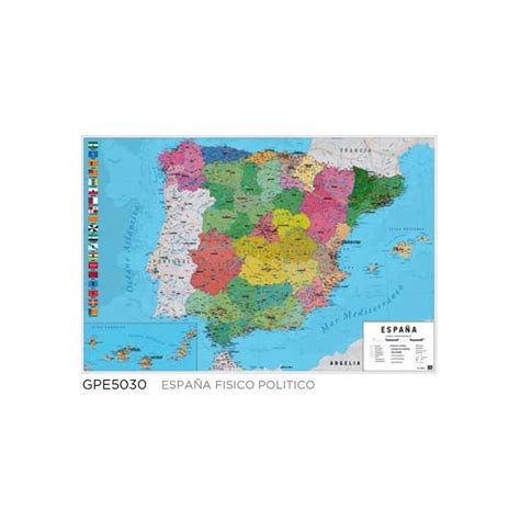 Poster Mapa EspaÑa Fisico Politico 61x9