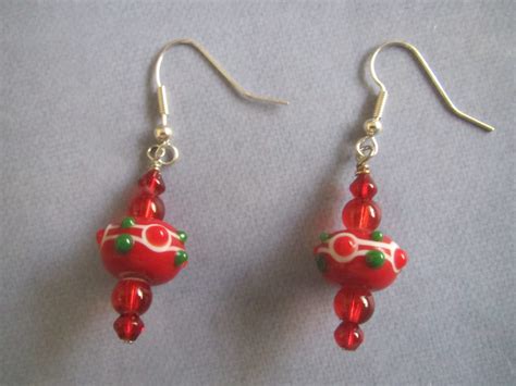 Red Christmas Ornament Earrings Bead Designs Diy Jewelry Earrings