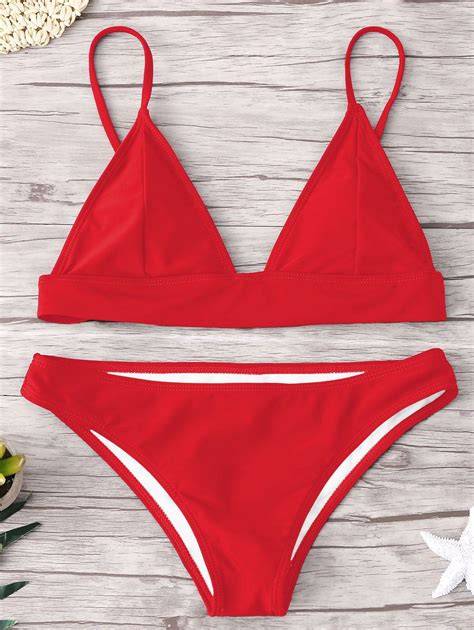 OFF Padded Bikini Set In RED DressLily