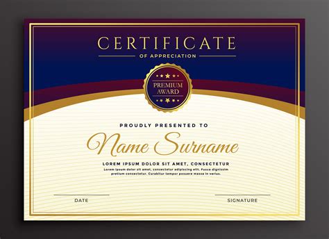 Stylish Certificate Design Professional Template Download Free Vector