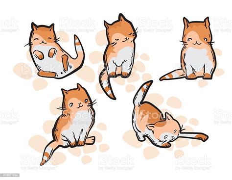 Cute Cat In Funny Cartoon Style Stock Illustration