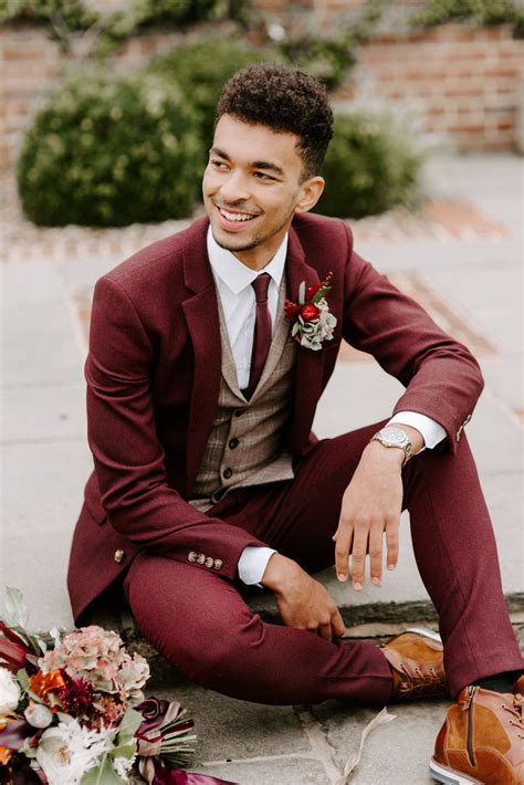 Maroon Wedding Suit Fall Wedding Suits Groom Wedding Attire Wedding Outfit Men Wedding Suits