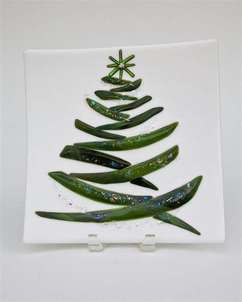 Christmas Tree Fused Glass Plate