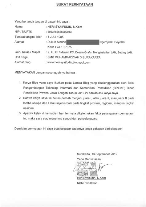 Contoh surat pernyataan kerja yang baik dan benar lengkap dengan cara membuatnya. Contoh Surat Pernyataan - Downlllll
