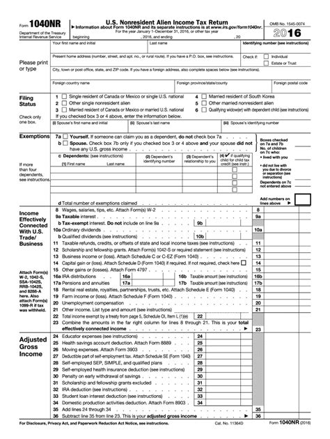 The 1040x is an irs tax form used to make adjustments to a personal tax return that's already been filed with the irs for the year, most typically form 1040. 2016 Form IRS 1040-NR Fill Online, Printable, Fillable, Blank - PDFfiller