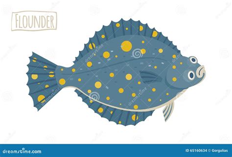 Flounder Vector Illustration Cartoon Style Stock Vector Illustration